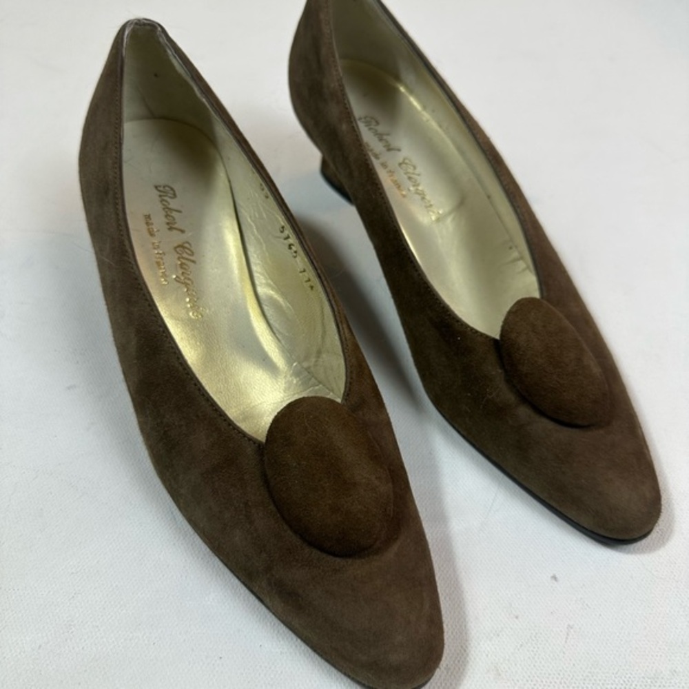 Robert Clergerie | Brown Suede Heels Shoe removable button